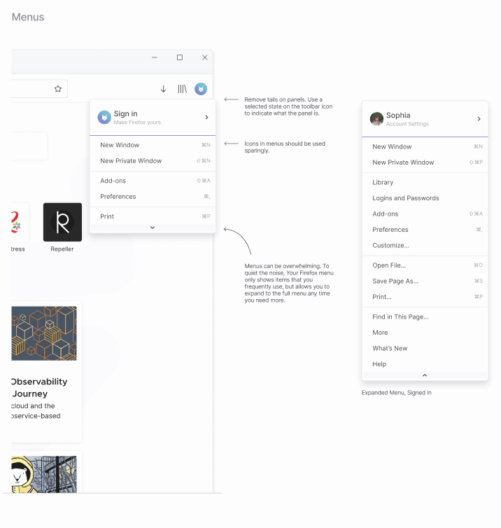 Proton new firefox design Mockups