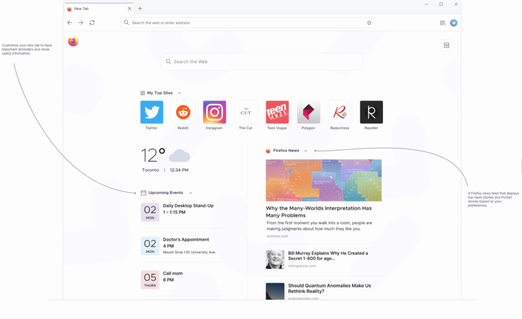 Proton new firefox design Mockups