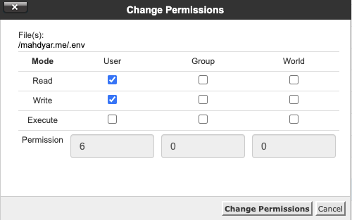 تنظیم سطح دسترسی در آپلود پروژهٔ لاراول